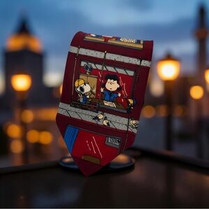 Peanuts Snoopy Charlie Brown Office Theme‎ Tie 100% Silk 57.75" x 3.75"